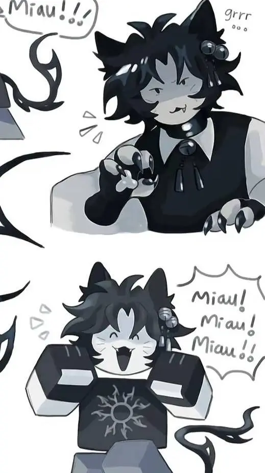 ai character: Two Time but a cat background