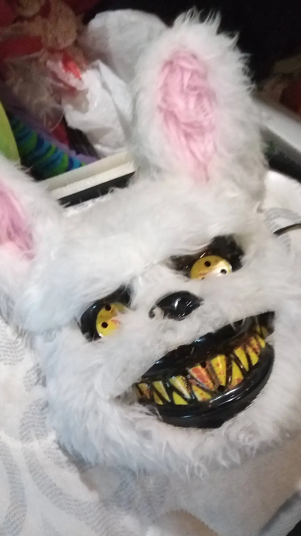 ai character: Scary bunny mask background