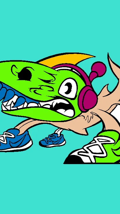 ai character: Headphone shark background