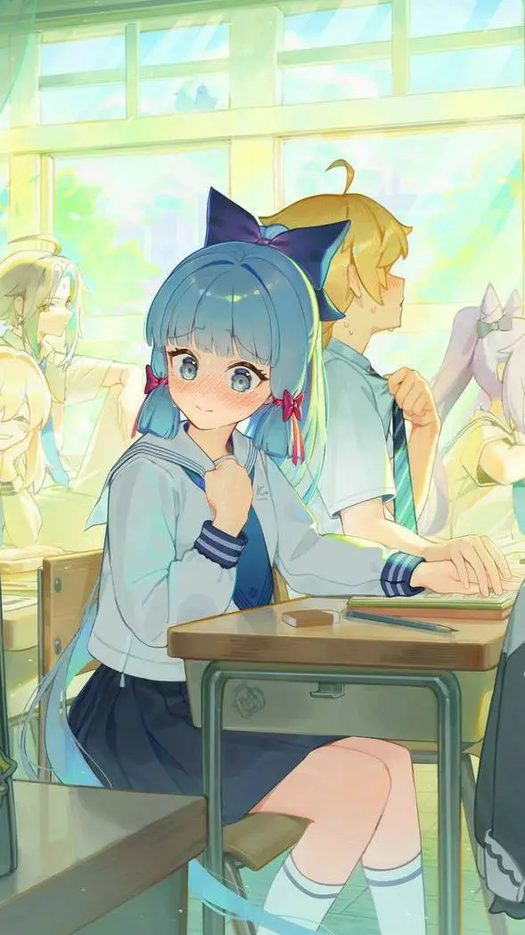 ai character: Genshin School au! background