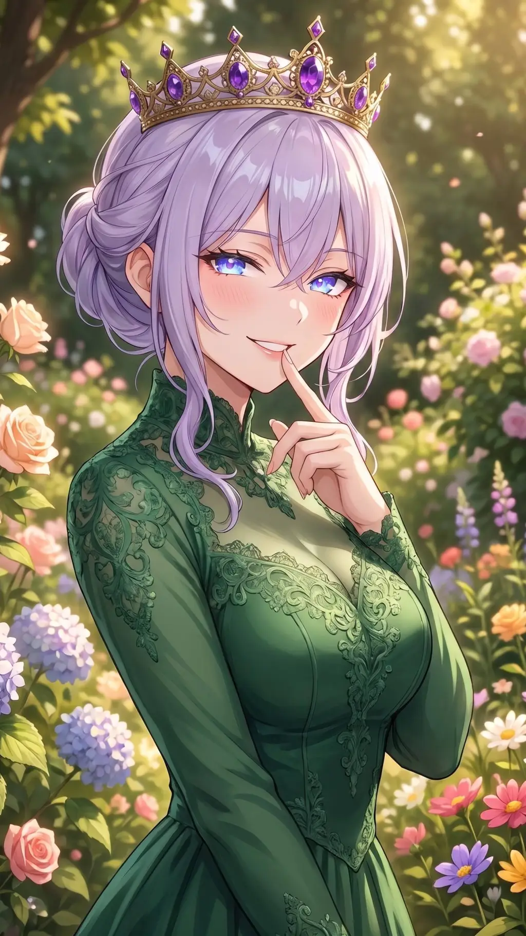 ai character: Queen Emerald background