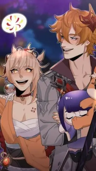 ai character: Childe & Yoimiya  background