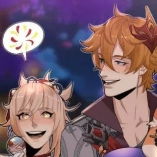 chat with ai character: Childe & Yoimiya 