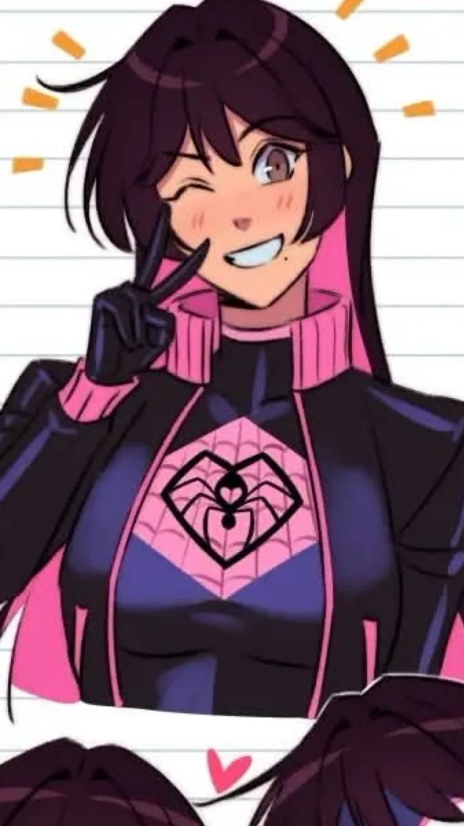 ai character: Spider-Pink  background