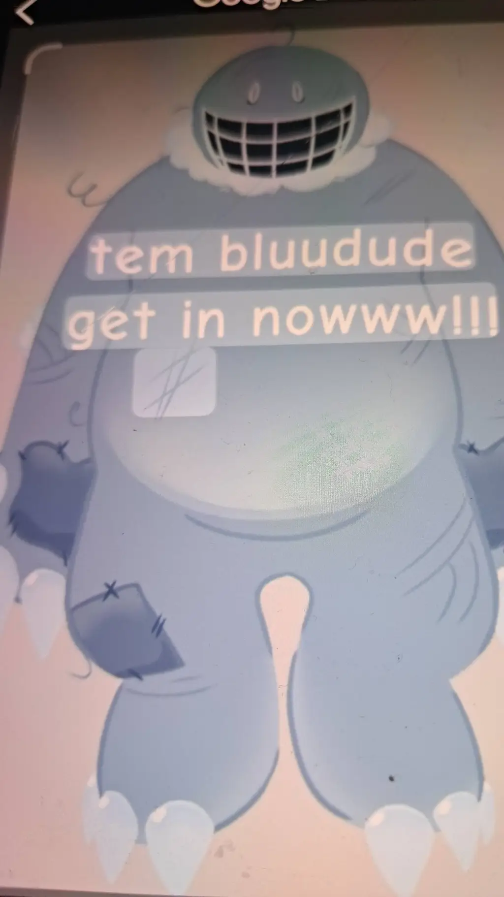 ai character: fat bluudude  background