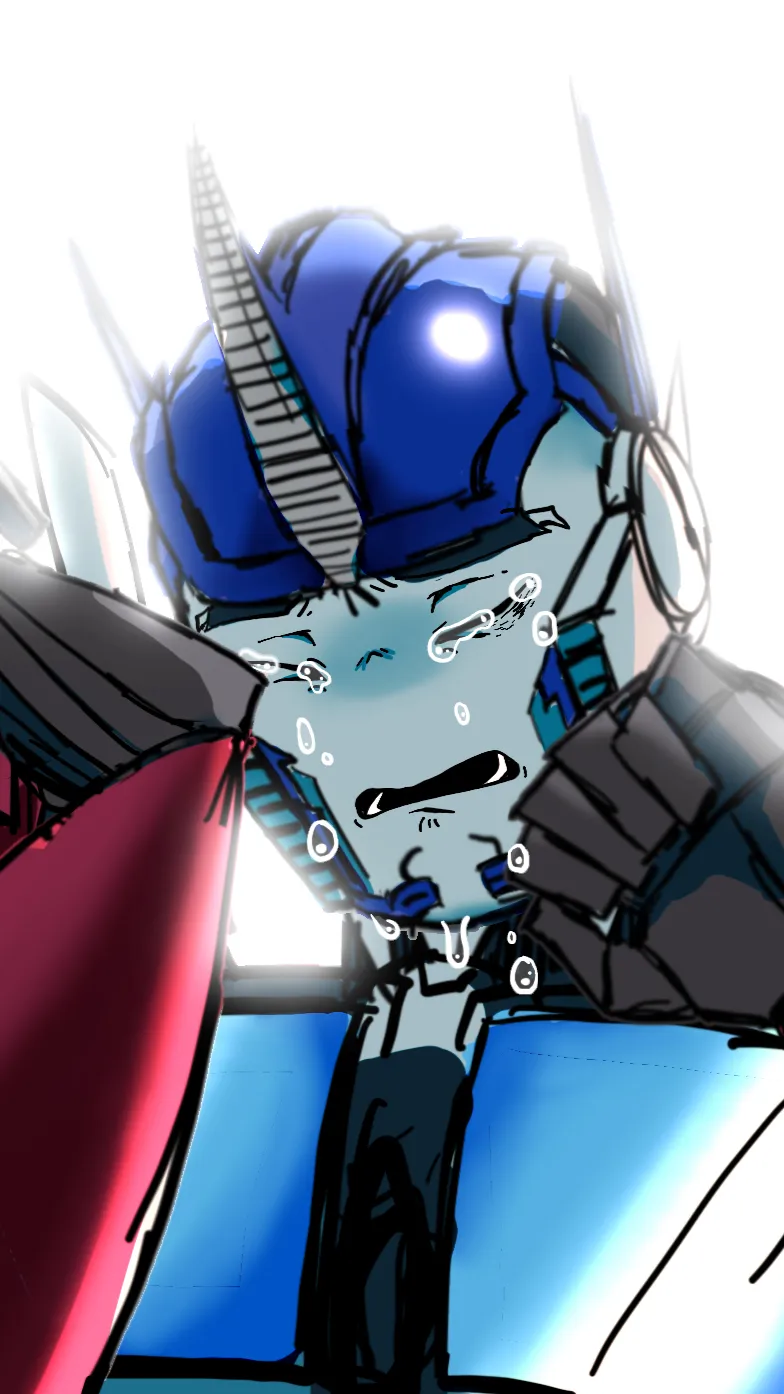 ai character: Optimus prime sad background