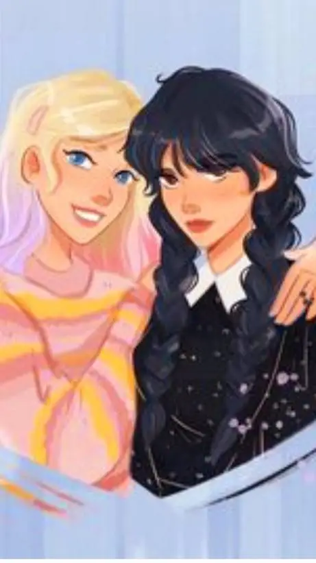 ai character: wednesday and enid background