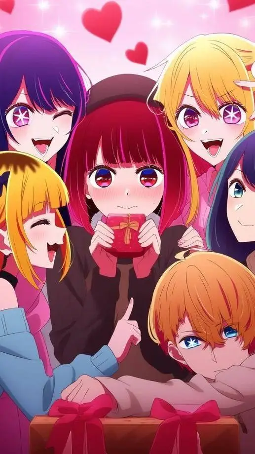 ai character: oshinoko valentine background