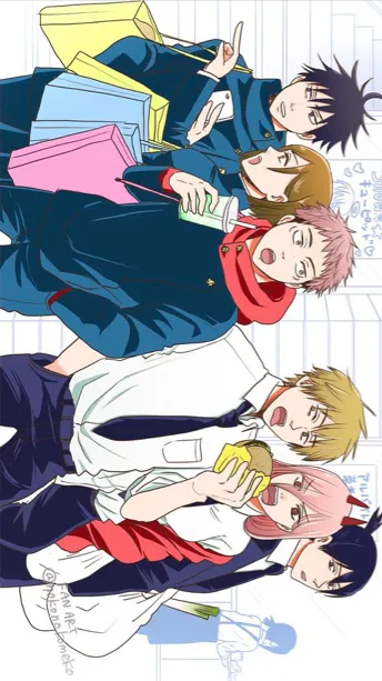 ai character: JJK X chainsaw man background