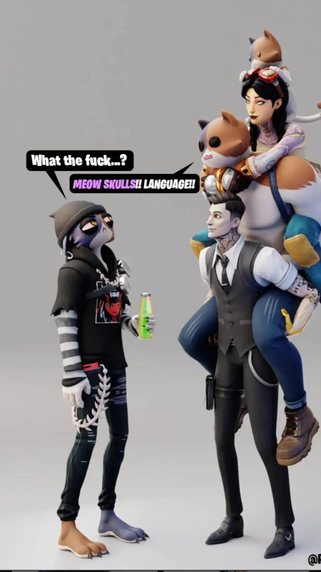 ai character: meow skulls  background