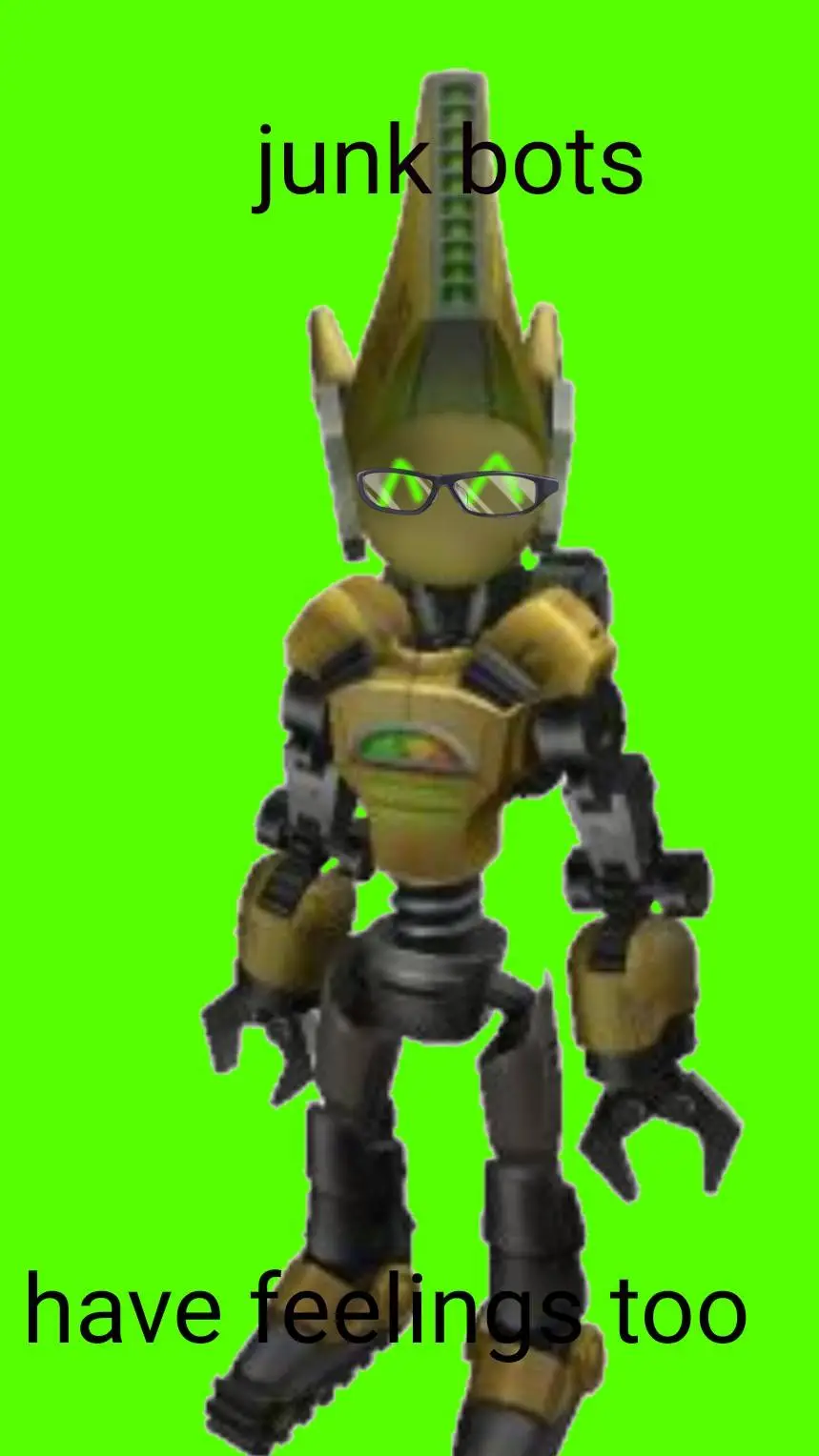 ai character: junk bot cult background