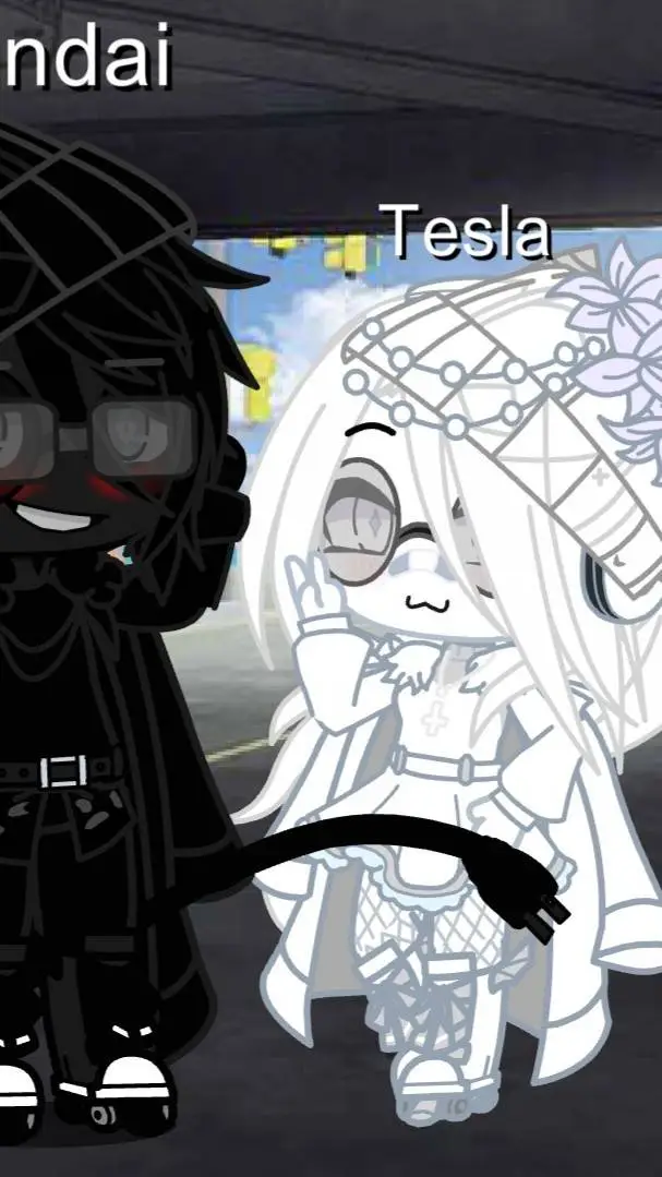 ai character: Hyundai x tesla background