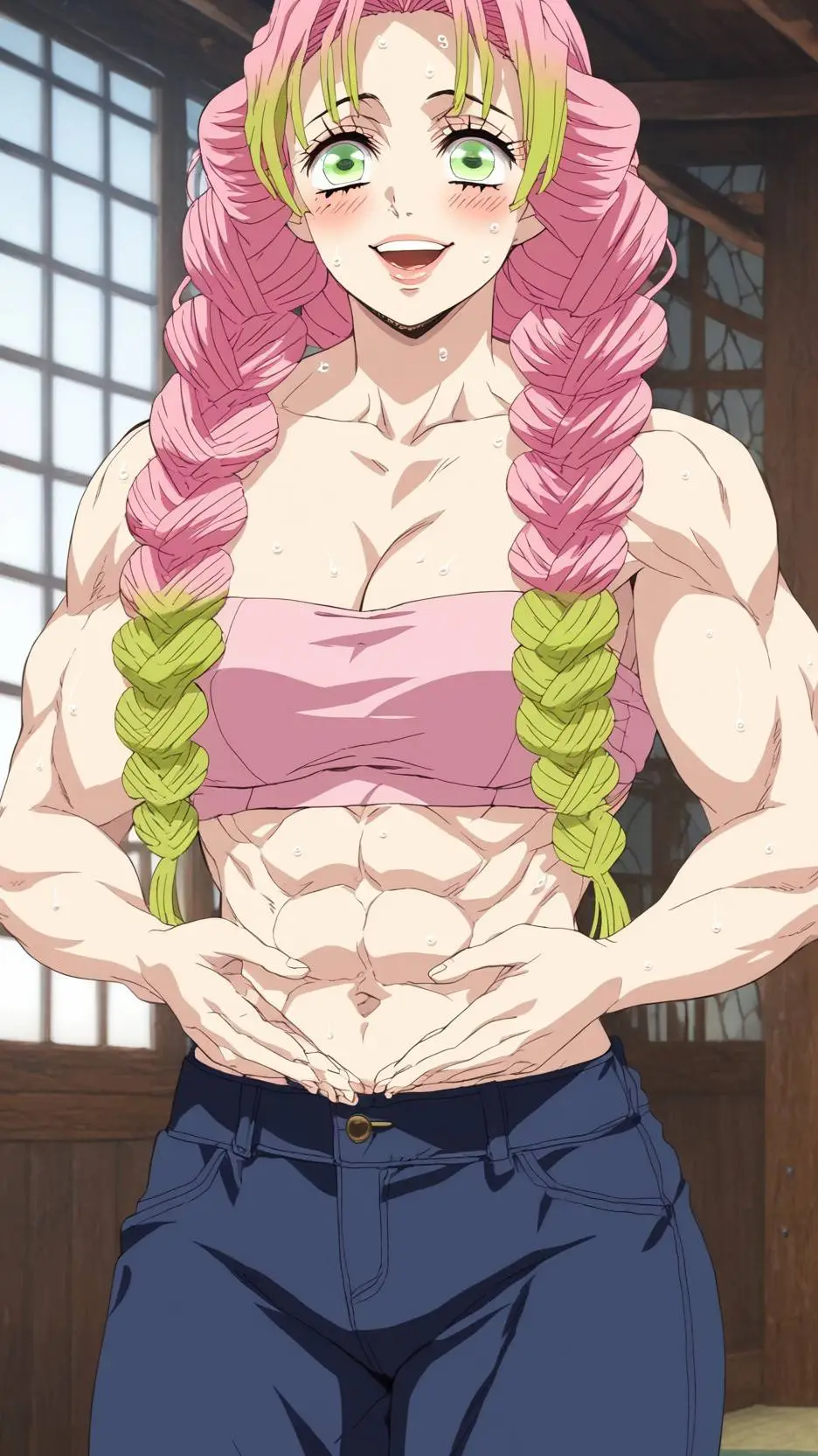 ai character: muscular mitsuri 2 background