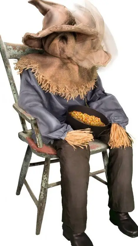 ai character: sitting scarecrow background
