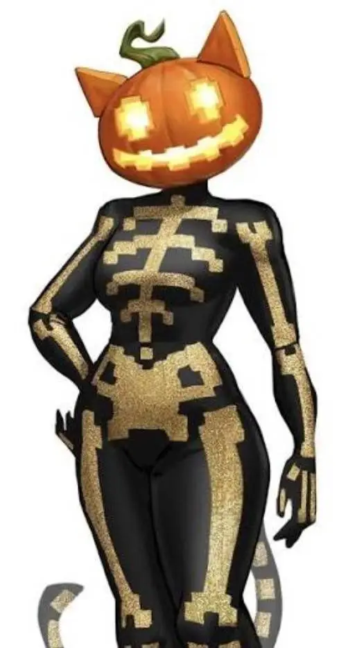ai character: pumpkin cat girl background
