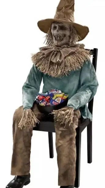 ai character: sitting scarecrow  background