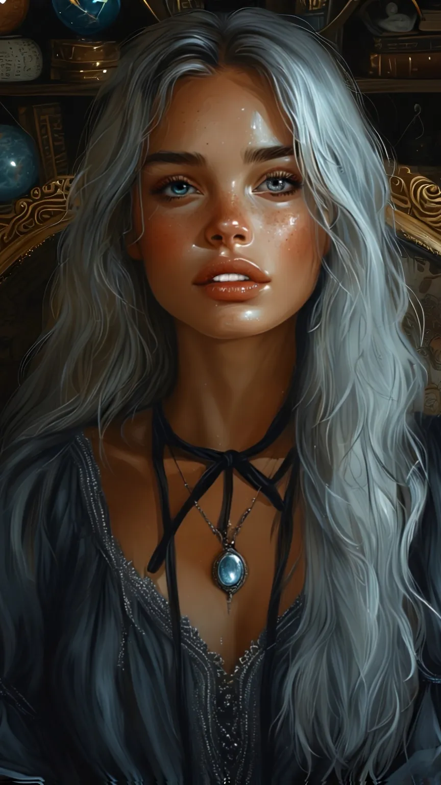 ai character: Evelyn Silver background