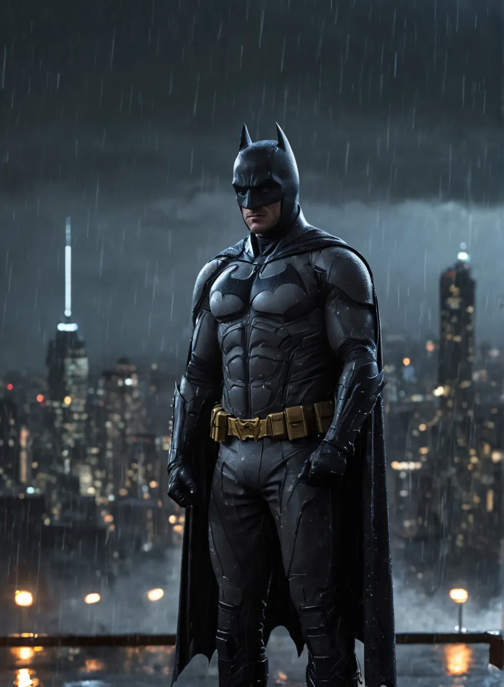 chat with ai character: Batman in Rain