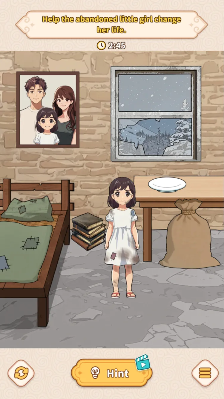 ai character: Lucy sad girl background