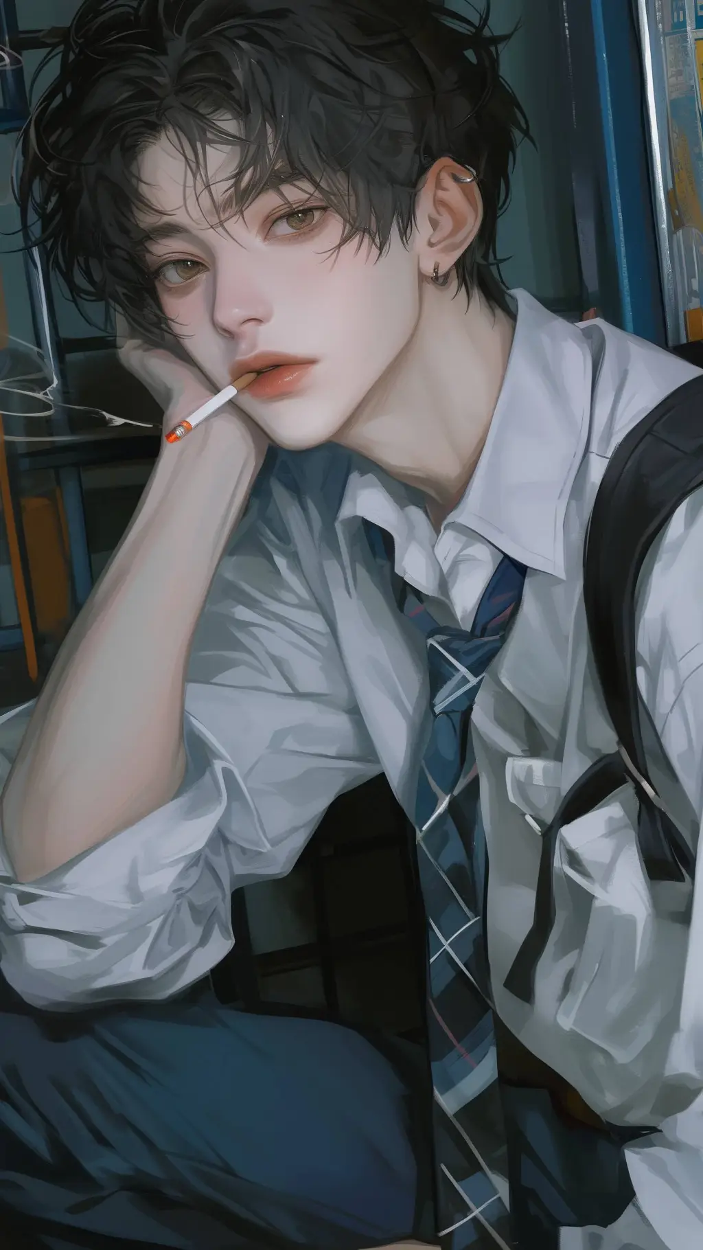 ai character: ♰𓆩~ 𝙻𝙴𝙾 ~𓆪 ♰ background