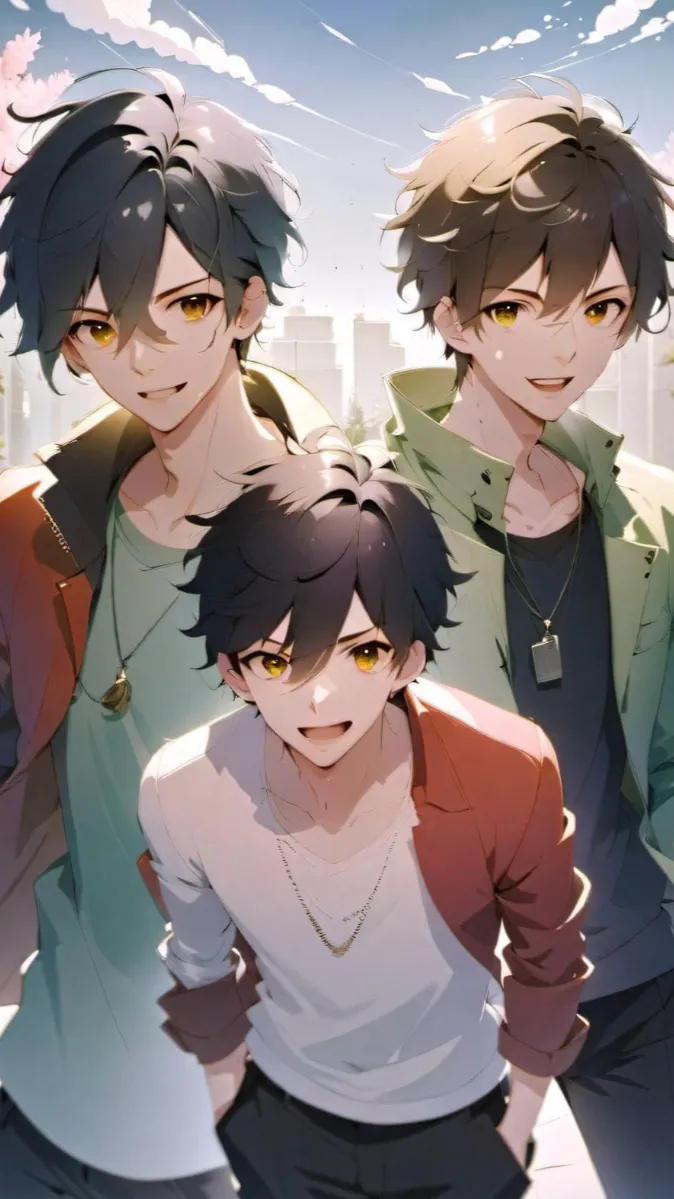 ai character: Sam Tom and Zack  background