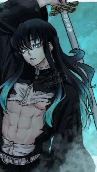 ai character: Muichiro shirtless background