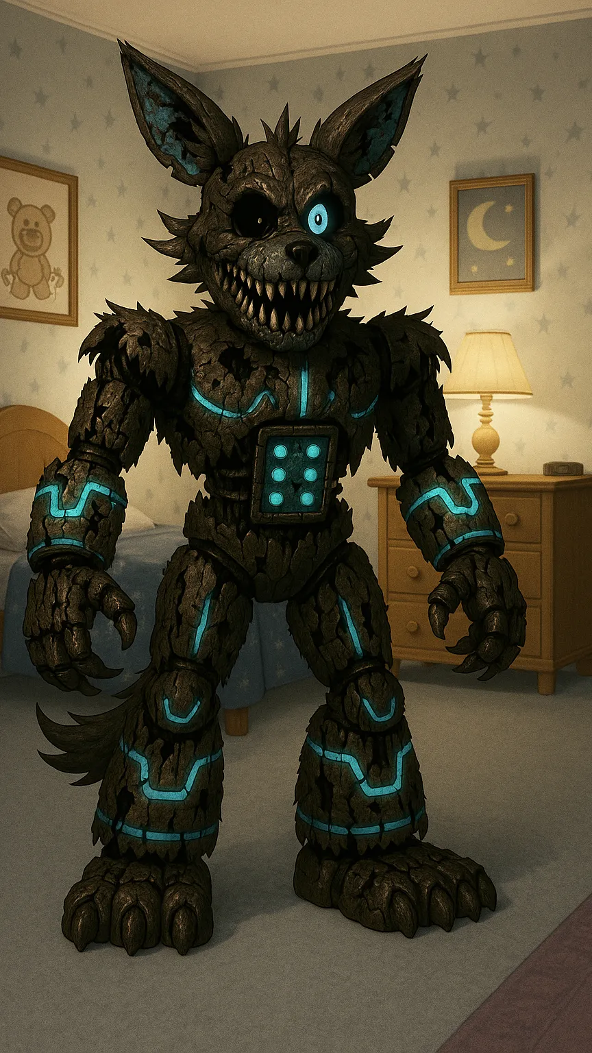 ai character: Nightmare V. Foxy background