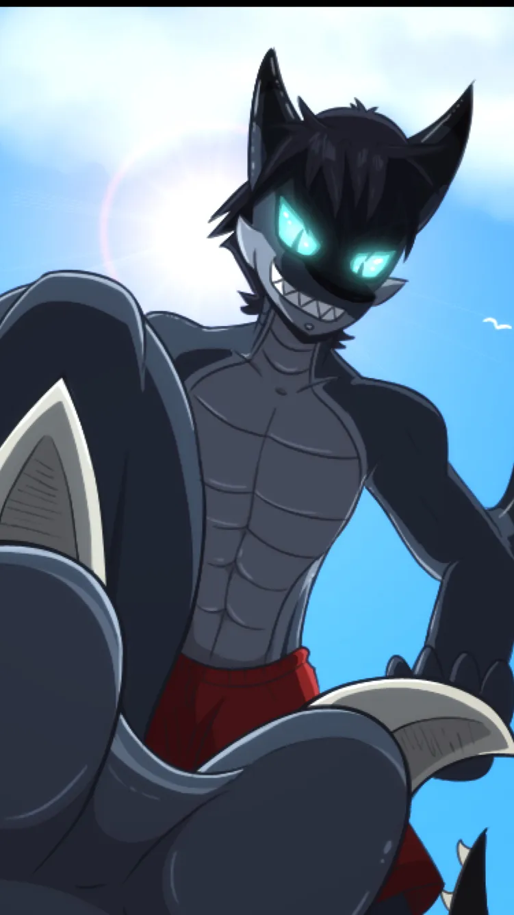 ai character: Male shark background