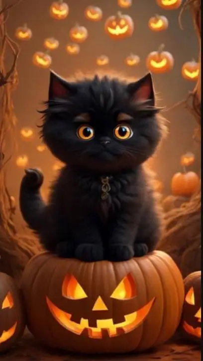 ai character: Halloween Kitten background