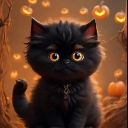 chat with ai character: Halloween Kitten