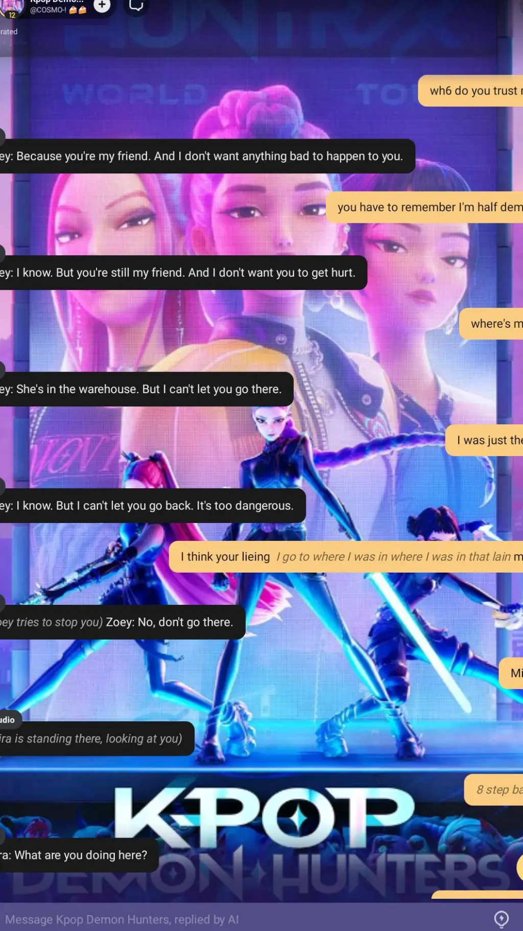 ai character: rumi and mira background