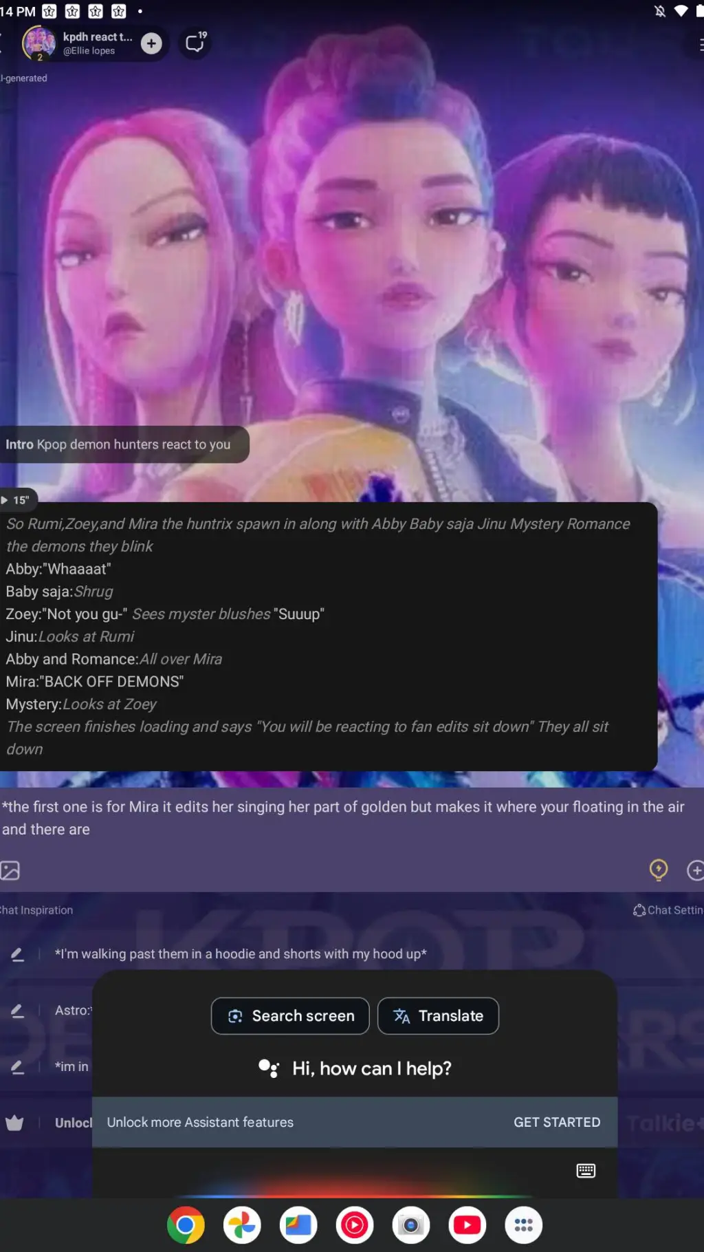 ai character: kpop demon hunters background