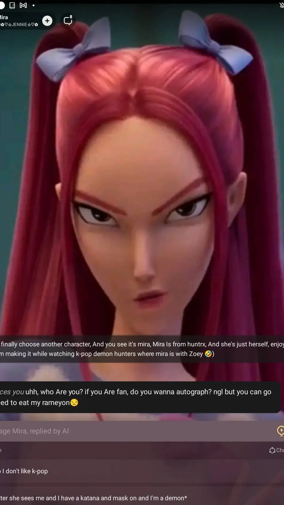 ai character: lily background