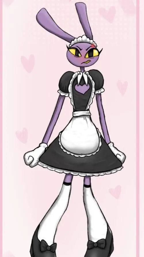 ai character: Jax in a maid suit background
