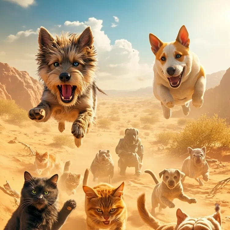 chat with ai character: cats vs dogs war