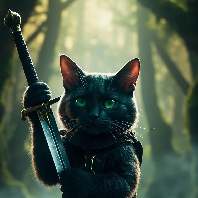 chat with ai character: mean swordscat