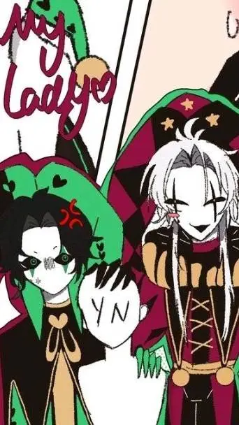 ai character: Pierrot+Harlequin background