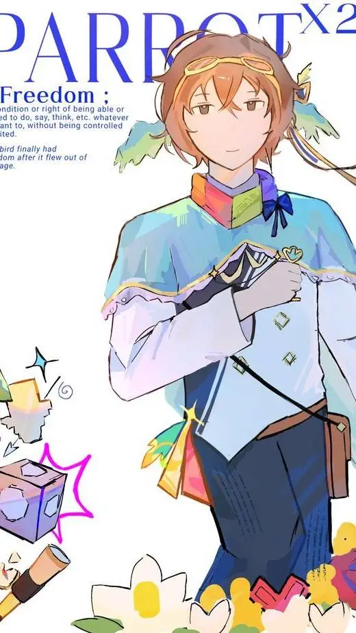 ai character: 🩵𝔓𝔞𝔯𝔯𝔬𝔱𝔛ᘖ💚 background