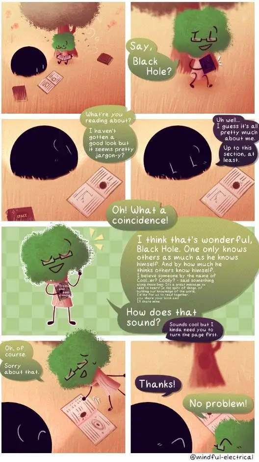 ai character: Tree x Blackhole background