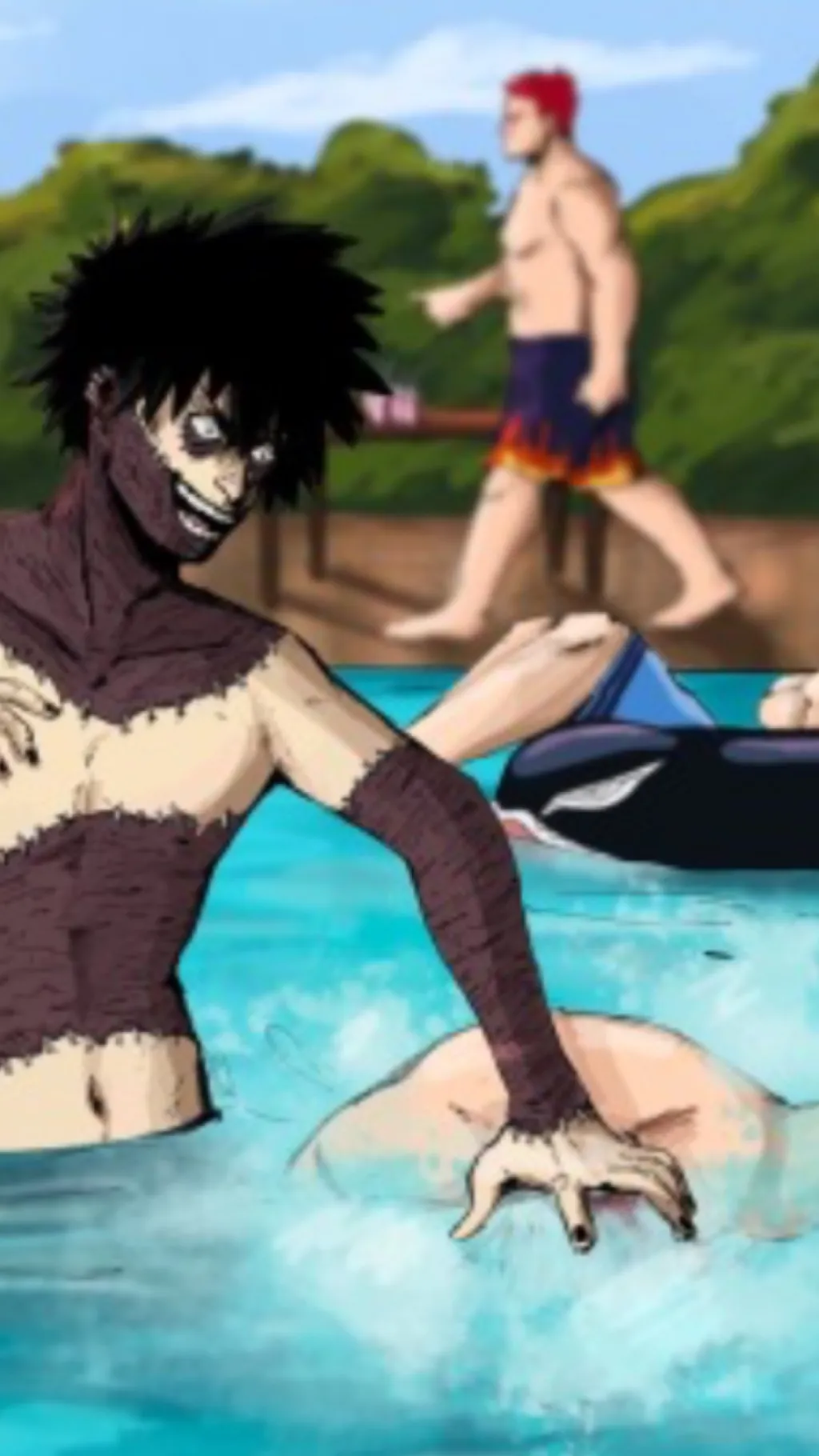 ai character: Mha Typhoon Lagoon background