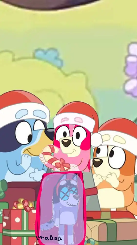 ai character: bluey Christmas background