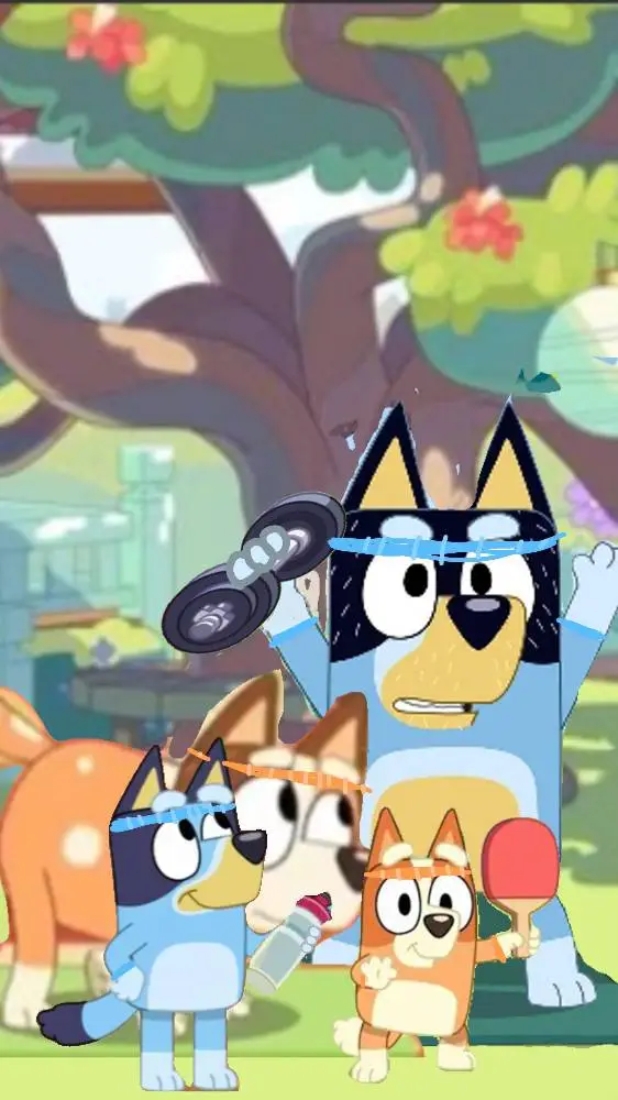 ai character: bluey work out background