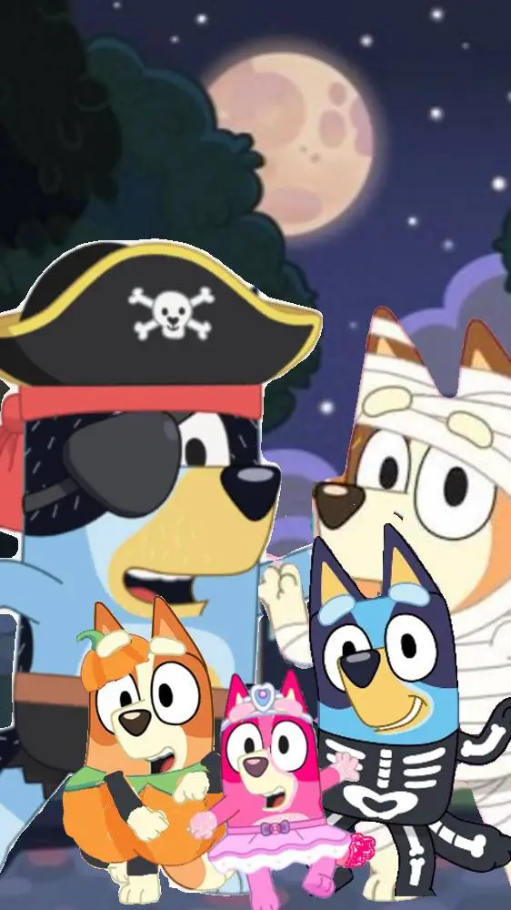 ai character: bluey helloween background