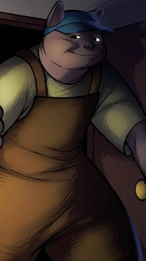 ai character: Uncle Samsonite  background
