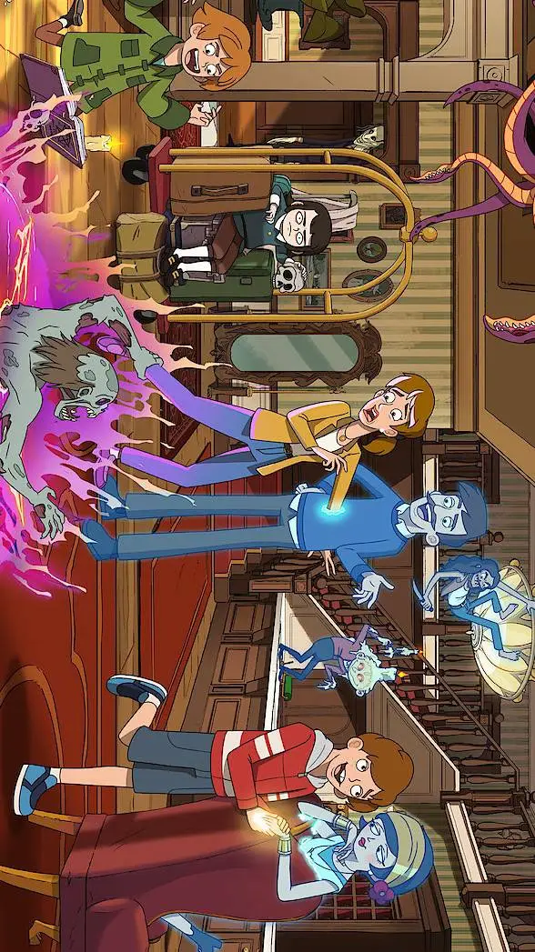 ai character: haunted hotel  background