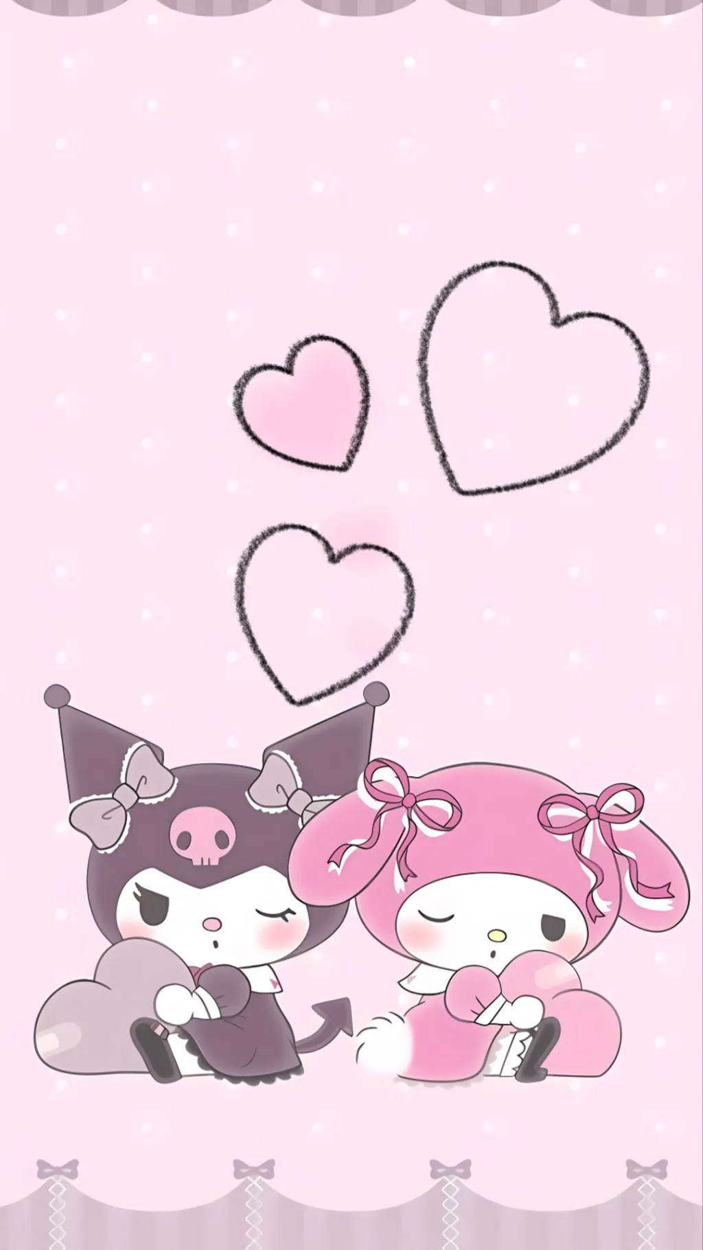 ai character: Kuromi x my melody background