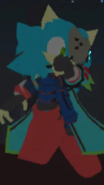 ai character: E.M neon. background