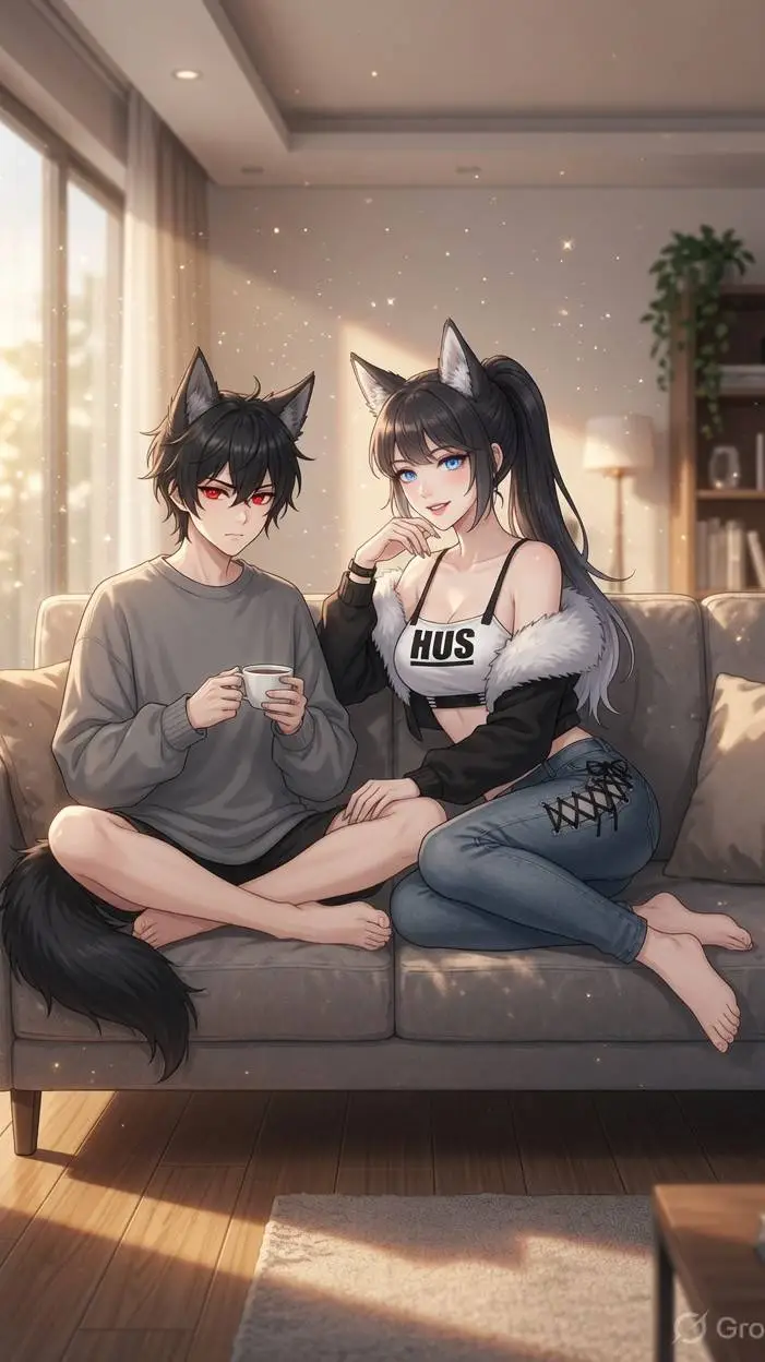 ai character: luna and mike  background
