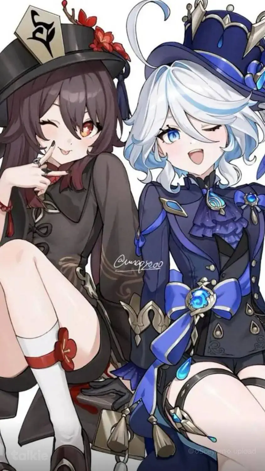 ai character: hutao & furina background