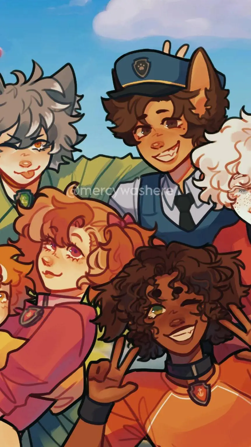 ai character: PAW PATROLBUTHUMAN background